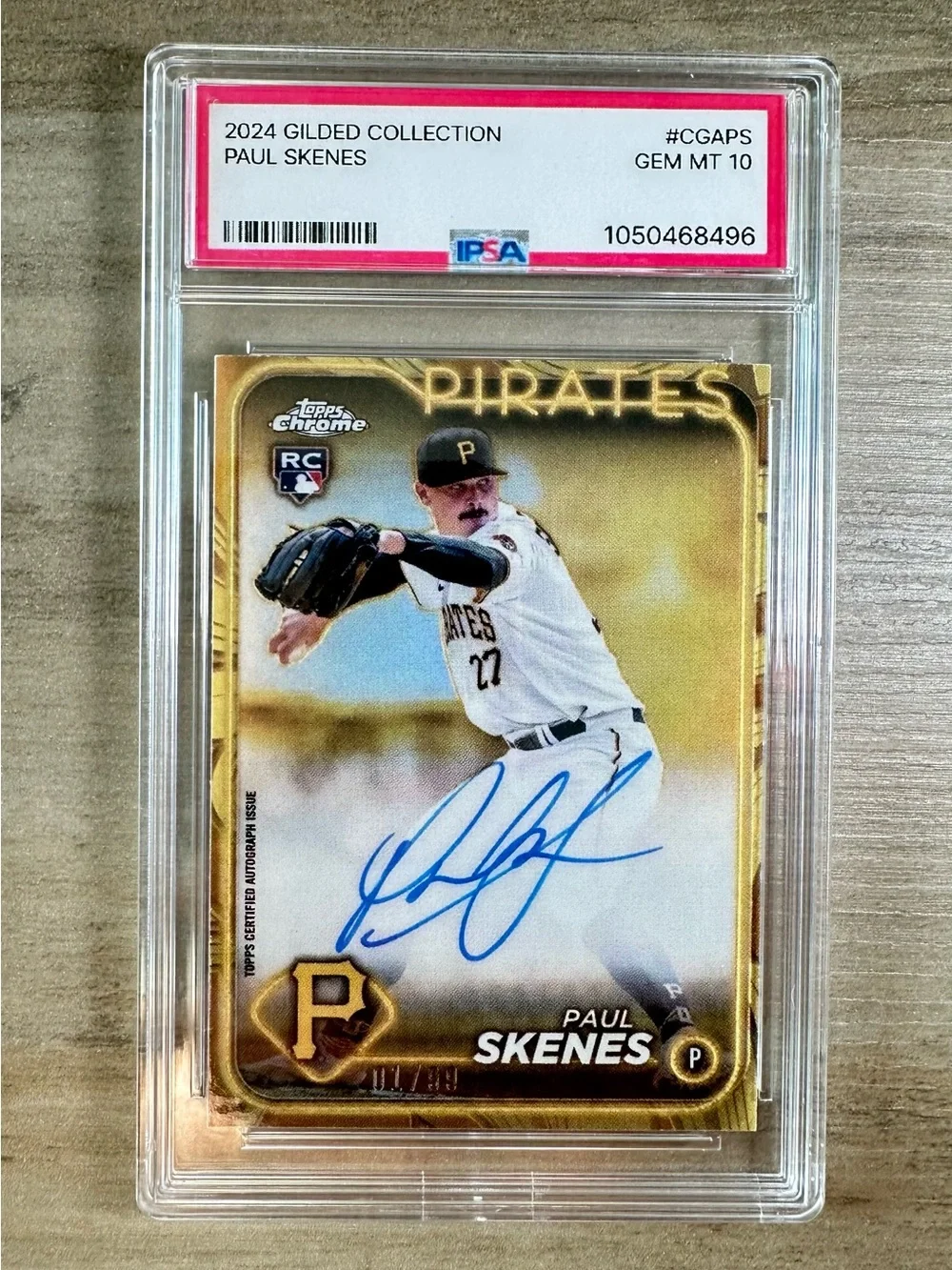 Paul Skenes Signed Rookie 2024 Topps Chrome Autographed Gem Mint 10 Novelty Card